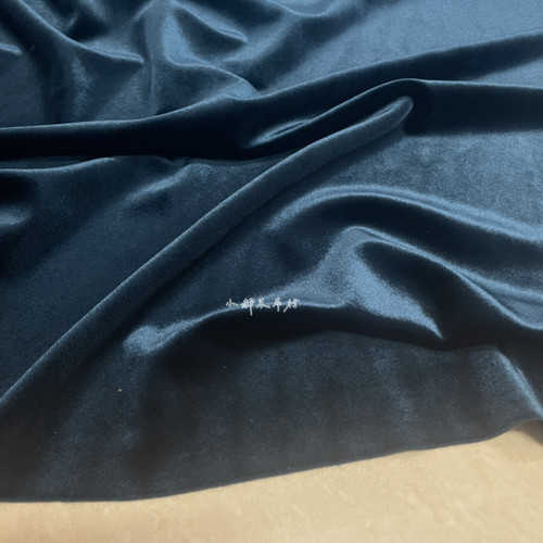 湖蓝色醋酸正品韩国绒布料柔顺丝绒垂感旗袍套装半身裙阔腿裤面料