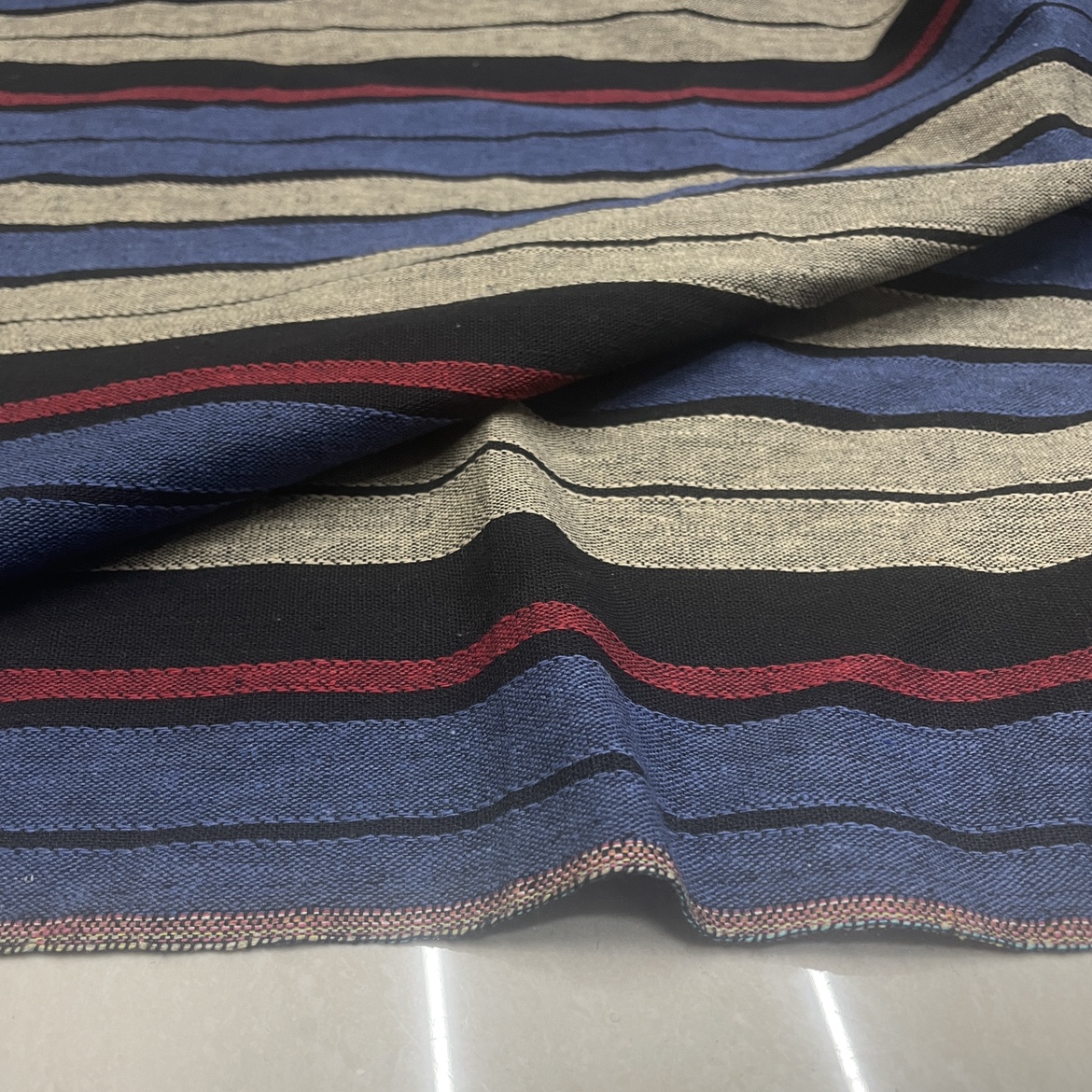 民族风彩色条纹粗麻布料棉麻春秋服装裙靠枕桌布窗帘各种搭配面料