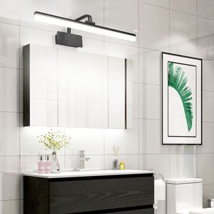 北欧镜前灯简约led卫生间浴室柜镜子灯黑色免打孔洗手间镜柜专用