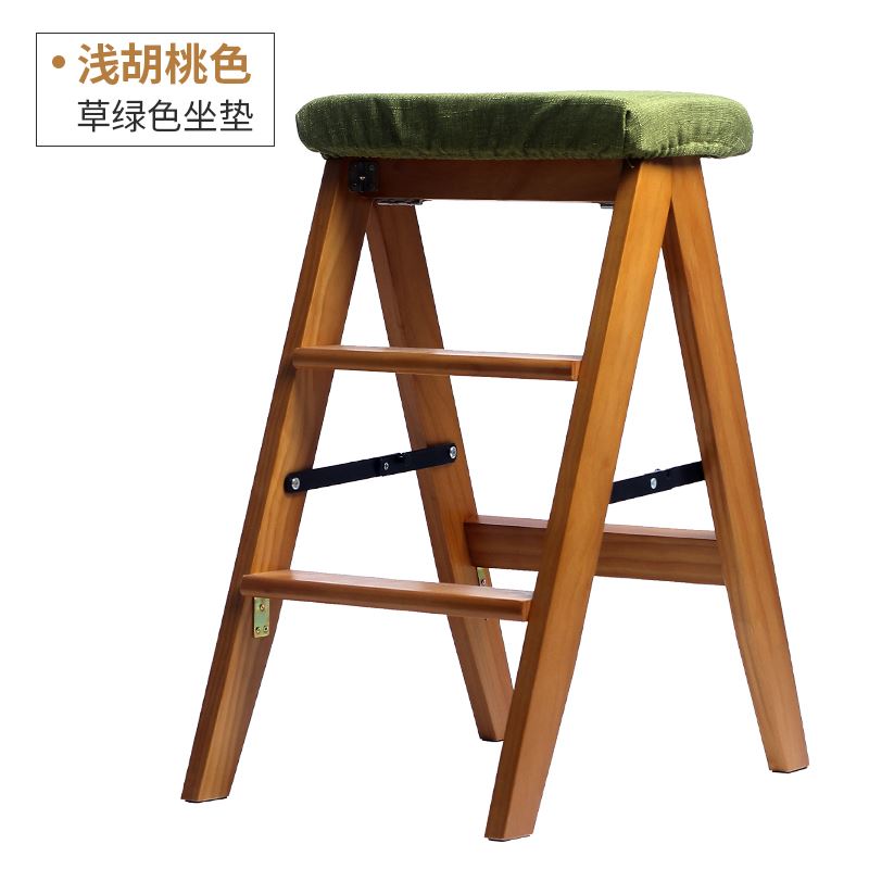 卡铁尔折叠实木梯凳两用家用梯子厨房高板凳登高三步小梯子吧台i.