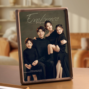 全家福相框挂墙黑胡桃实木洗照片加打印做成相簿A4冲洗A3大合照