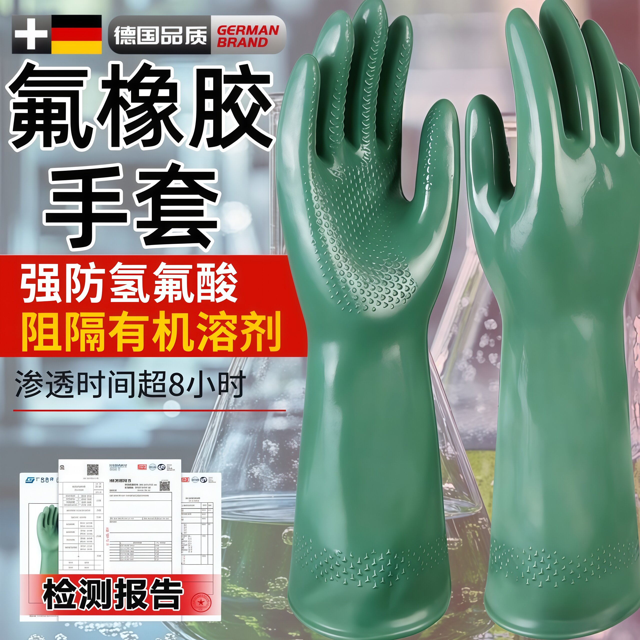 德国丁基橡胶手套防氢氟酸耐酸碱防化专用橡胶工业防毒防腐蚀化学