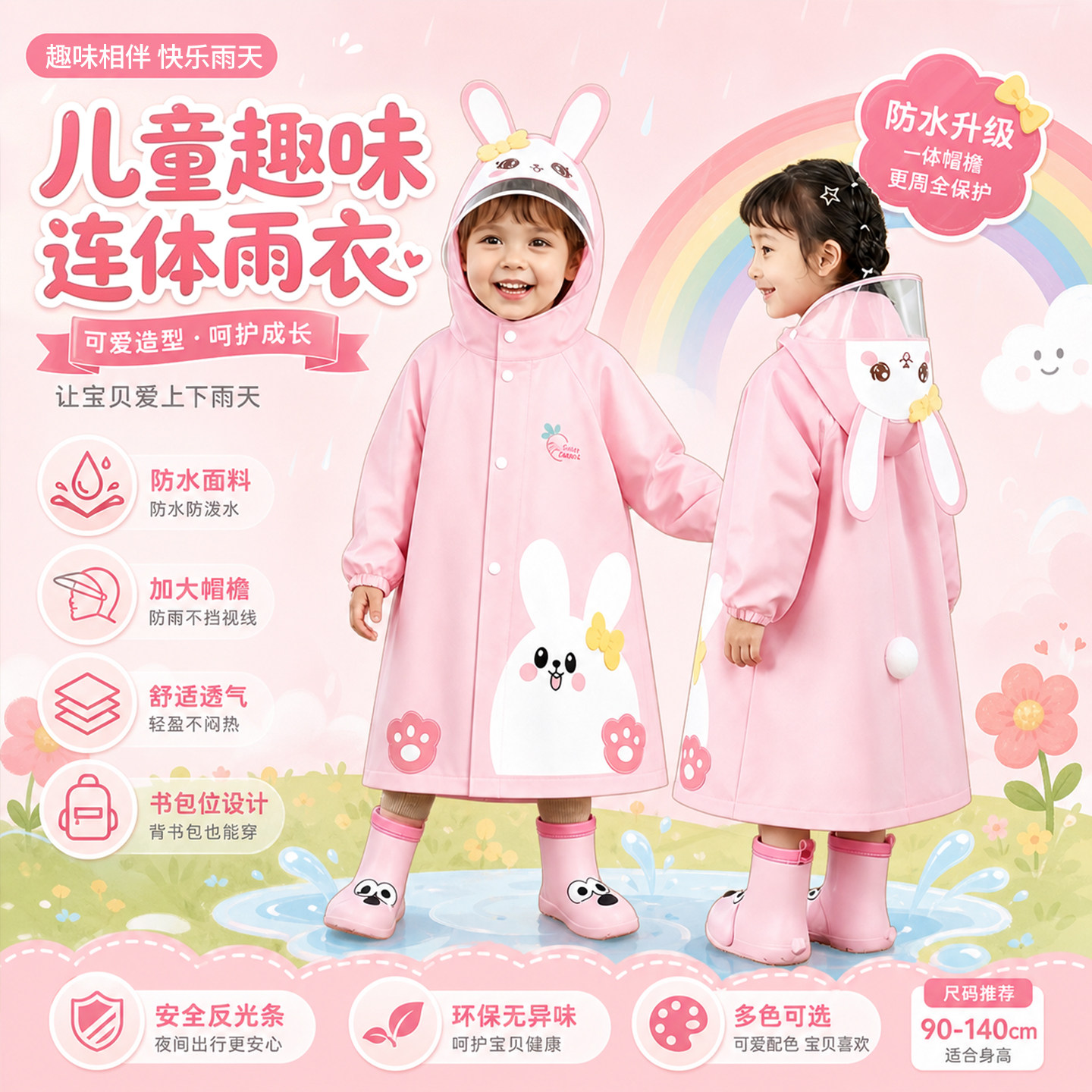 儿童雨衣男孩小学生专用女孩雨鞋套装男童女童幼儿园一次性防暴雨
