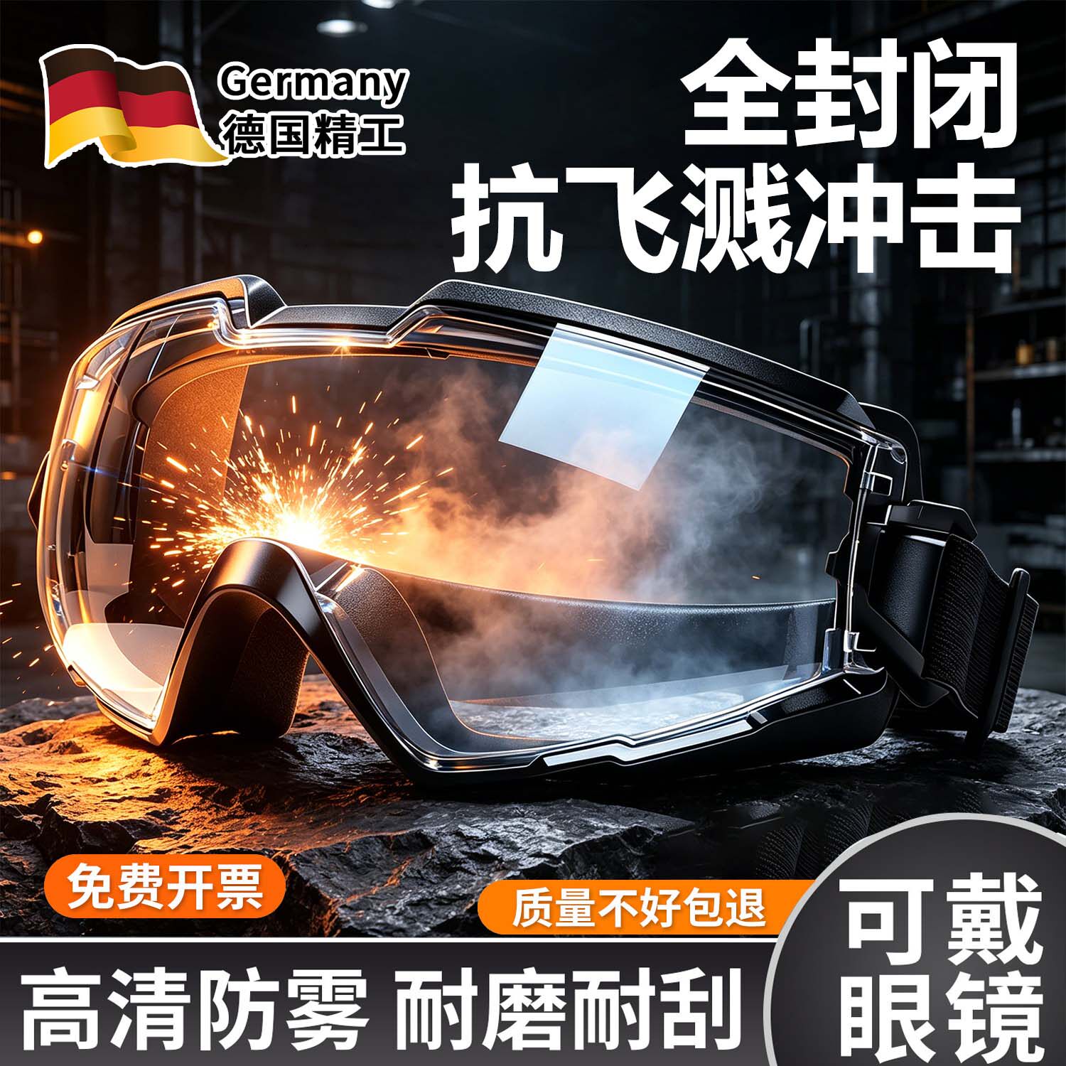 防雾高清护目镜男女骑行防风防尘劳保防护防飞溅安全眼镜