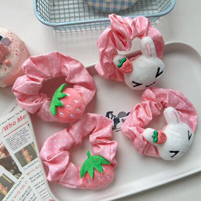 甜美可爱草莓小兔粉色圆点大肠发