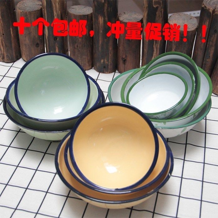 吃饭饭店经典宿舍复古80年代大号老式怀旧餐具搪瓷碗冰花黄色仿古|ruв категории посуда, посуда, чаша - от Buy2taobao.com для оказания профессиональной услуги покупки агента Taobao