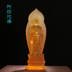 圆通工艺古法琉璃西方三圣阿弥陀佛观音菩萨大势至菩萨背光佛像