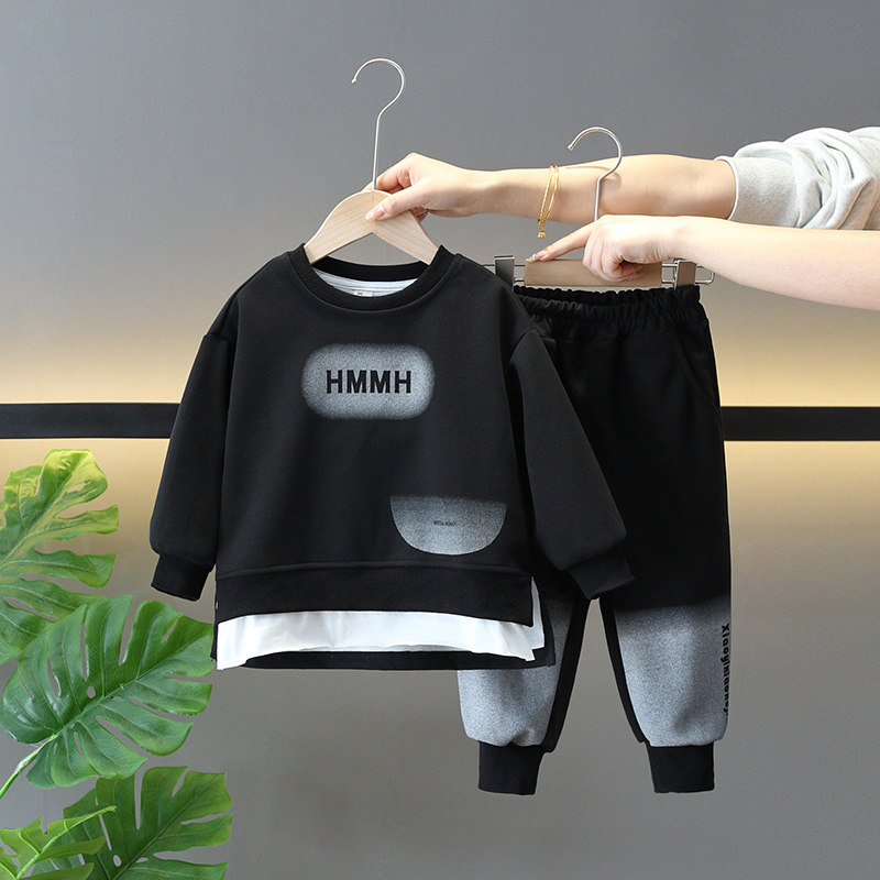 酷帅男童套装春秋款儿童帅气卫衣2026新款男孩春装韩版时髦衣服潮