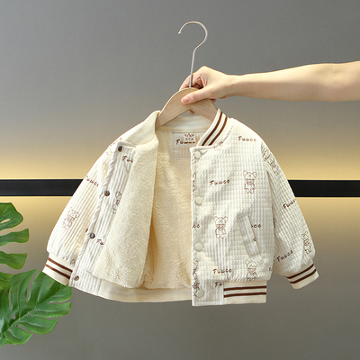 男童冬季痞帅加绒加厚棒球服外套