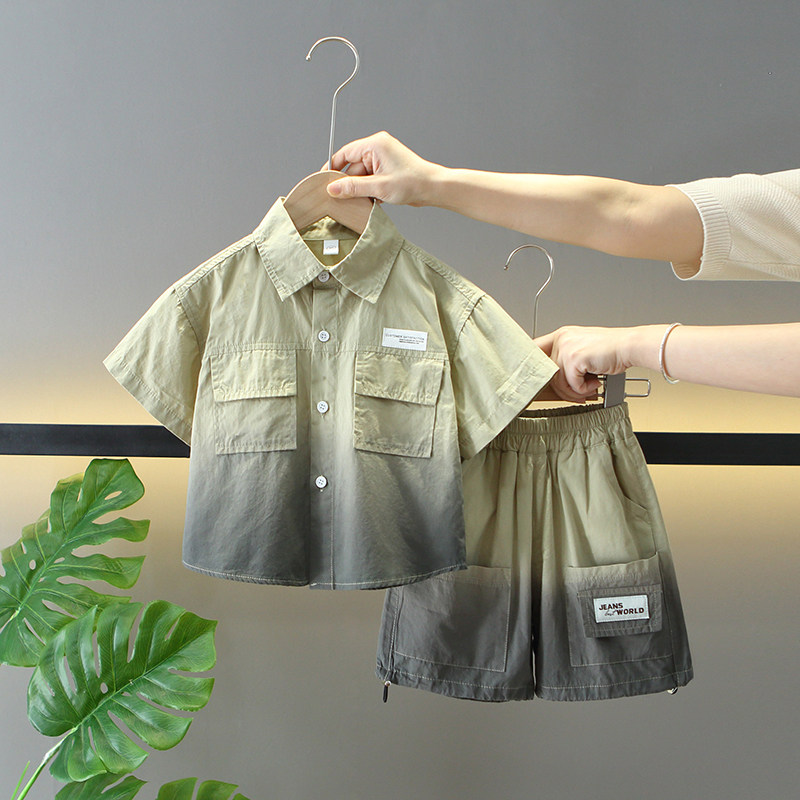 男童夏季渐变色衬衫韩版套装儿酷帅夏装男孩宝宝时髦帅气,童装/婴儿装/亲子装,套装,淘宝优惠券,粉丝福利购,淘宝优惠卷