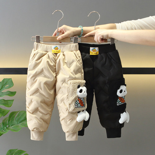 男童冬季小黄鸭白鸭绒羽绒裤子潮