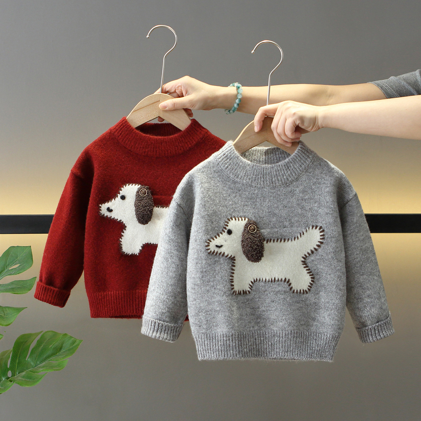 男童秋冬季洋气卡通针织衫毛衣潮