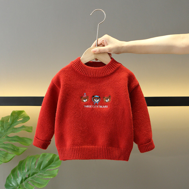 男童红色毛衣秋冬装2025新款儿童加厚针织衫女宝宝冬季喜庆拜年服,童装/婴儿装/亲子装,毛衣/针织衫,淘宝优惠券,粉丝福利购,淘宝优惠卷