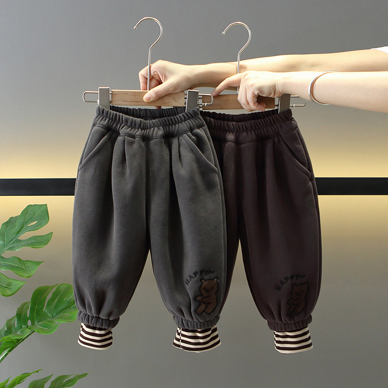 男童冬季加厚休闲一体绒裤子潮