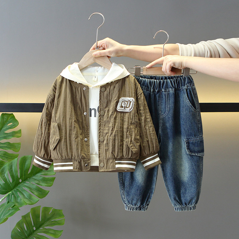 男童春装韩版套装2025新款儿童宝宝春秋季小男孩棒球服三件套