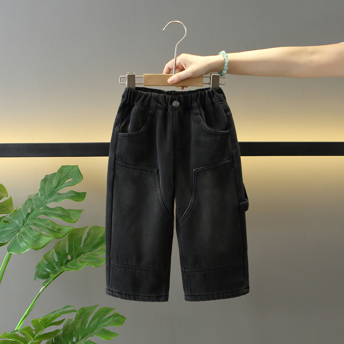 男童装冬季休闲加绒加厚牛仔裤潮