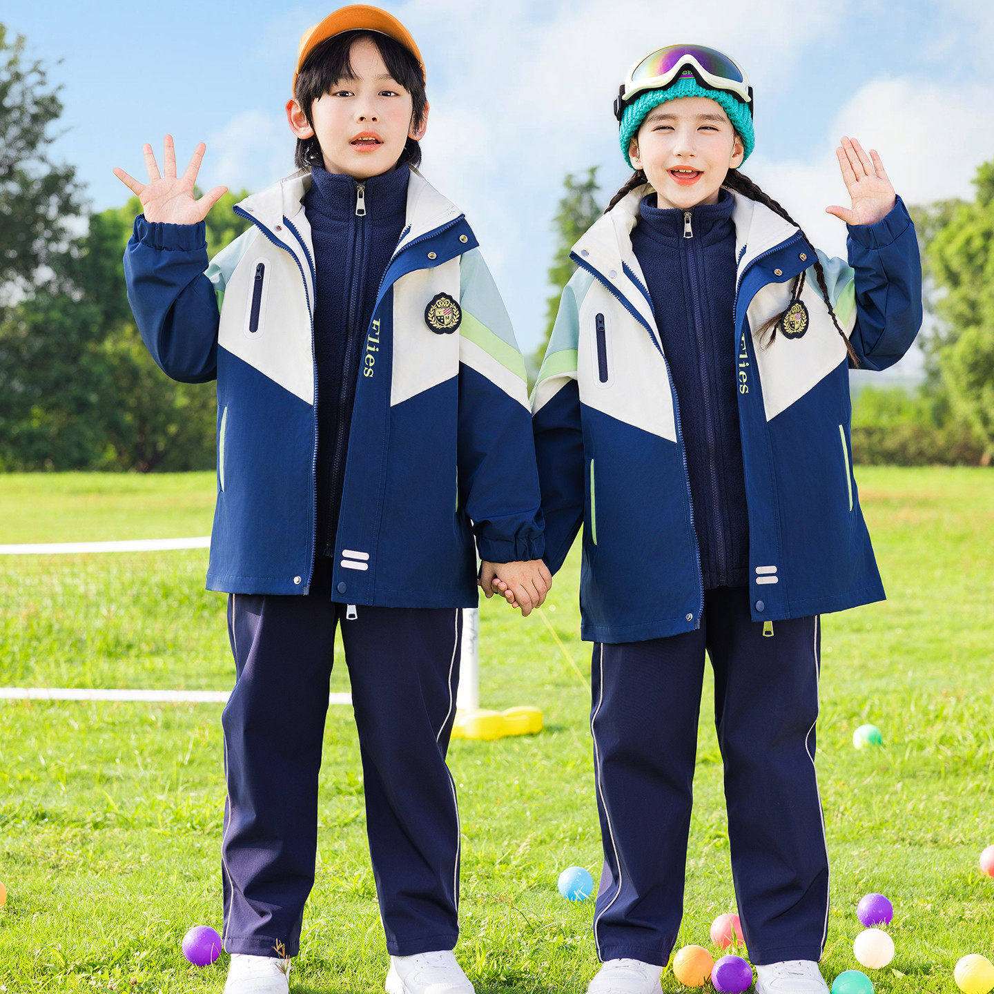 小学生校服秋冬季冲锋衣保暖学院风儿童班服五件套幼儿园园服套装