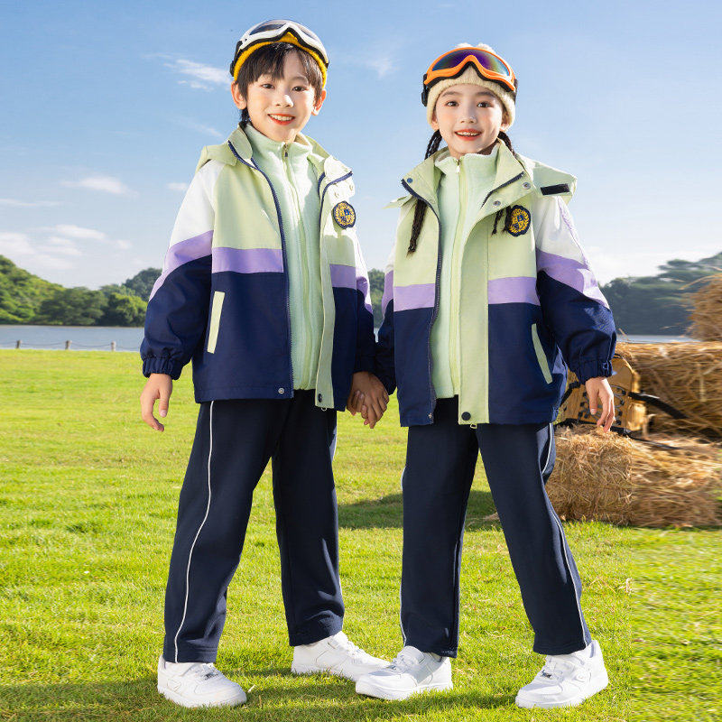 儿童学院风冲锋衣校服三件套小学生运动会幼儿园服一二四年级班服