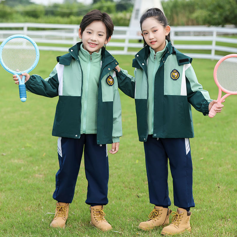 幼儿园园服秋冬款小学生校服套装一年级班服儿童冲锋衣三件套