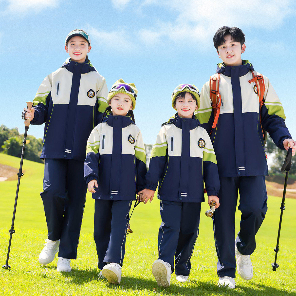 幼儿园园服秋冬季小学生冲锋衣三合一班服夏季套装儿童学院风校服