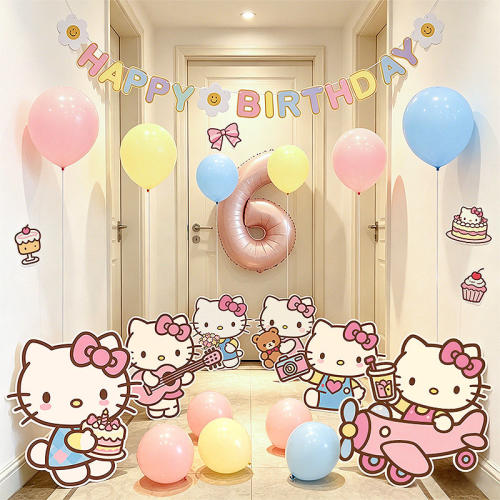 生日装饰场景布置HelloKitty宝宝周岁派对布置惊喜氛围感装饰摆件