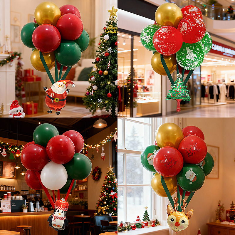 圣诞节热气球商场圣诞老人小熊吊挂件场景节日活动氛围布置装饰品