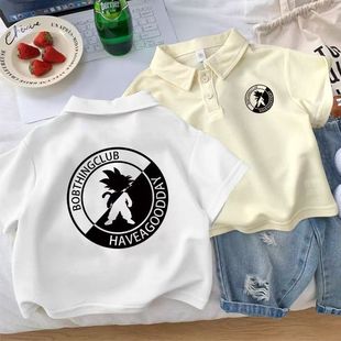 儿童装 男女童polo衫 中大童韩版 纯棉洋气卡通吸汗短袖 上衣T t恤新款
