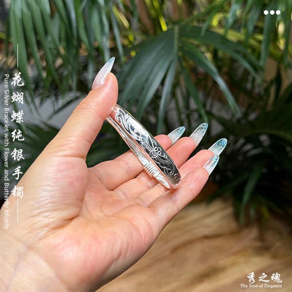 足银999纯银手镯花蝴蝶手镯