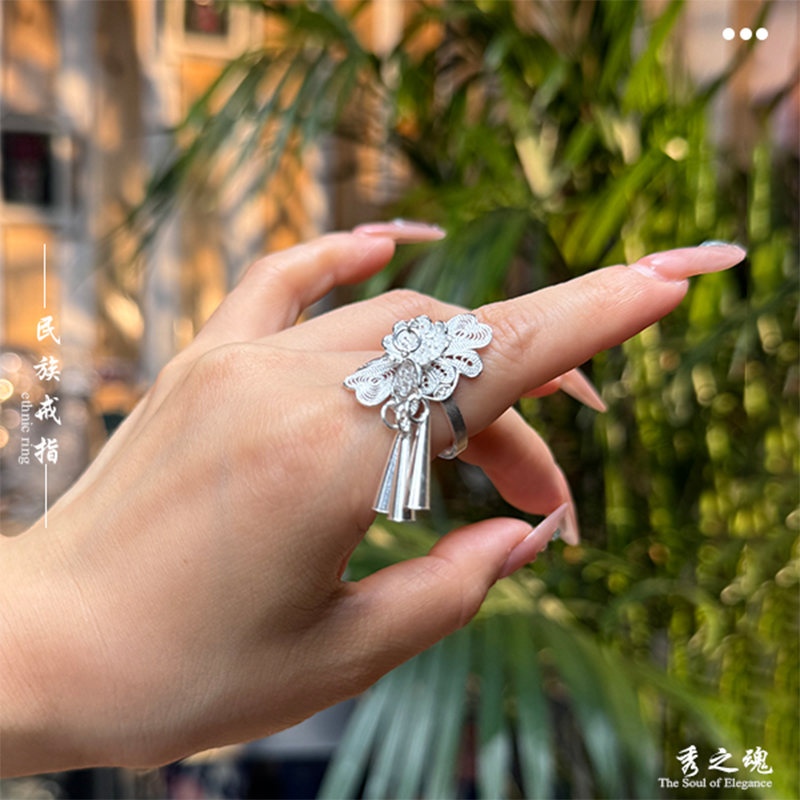 复古民族风小众银饰戒指