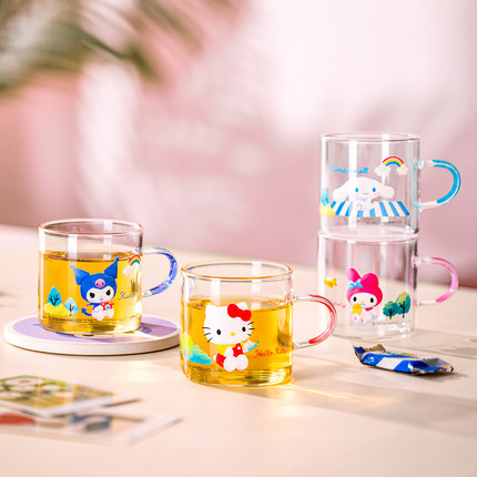 helloKitty卡通儿童玻璃杯耐高温迷你牛奶杯子家用喝水杯小茶杯