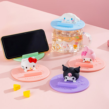 HelloKitty创意手机支架杯盖食品级硅胶陶瓷杯马克杯通用盖子单卖