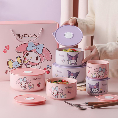 三丽鸥饭盒密封陶瓷保鲜碗便当盒