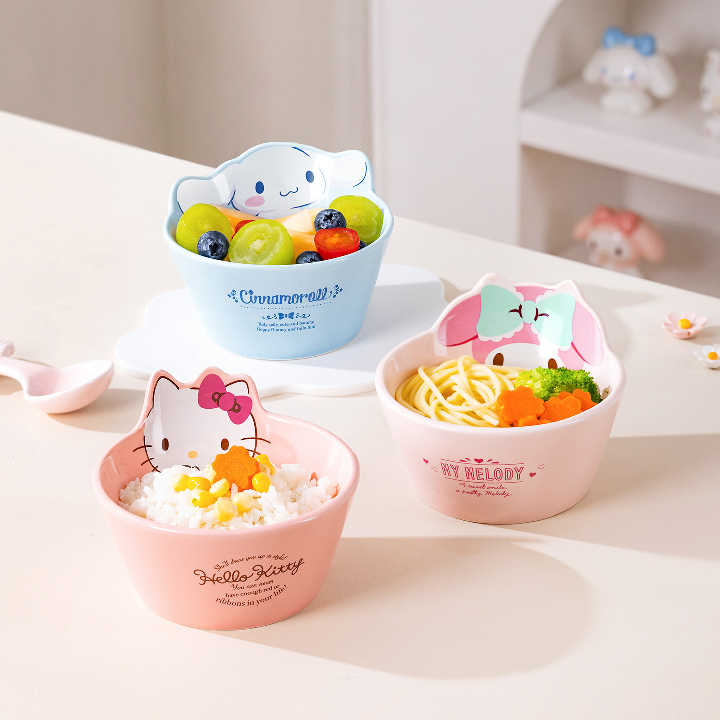 HelloKitty卡通造型陶瓷碗儿童餐具可爱碗具家用吃饭碗宝宝辅食碗