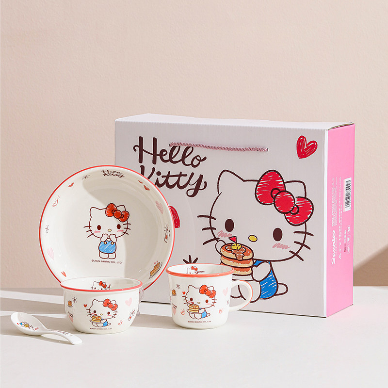 HelloKitty陶瓷餐具套装女高颜值家用儿童可爱碗盘组合碗碟礼盒装,餐饮具,碗,淘宝优惠券,粉丝福利购,淘宝优惠卷