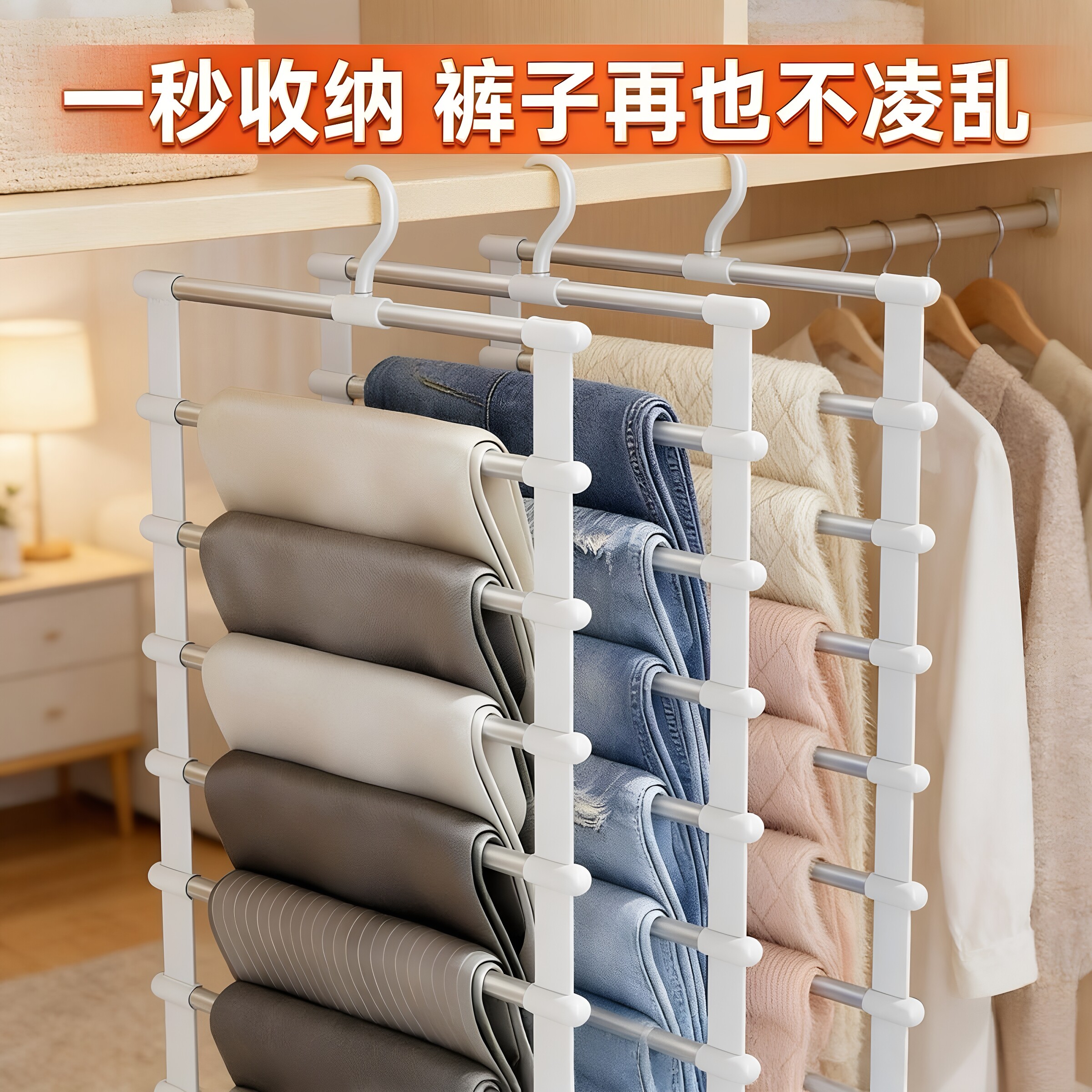 多层裤架收纳神器裤子不凌乱打底裤收纳衣柜内置收纳西裤围巾收纳