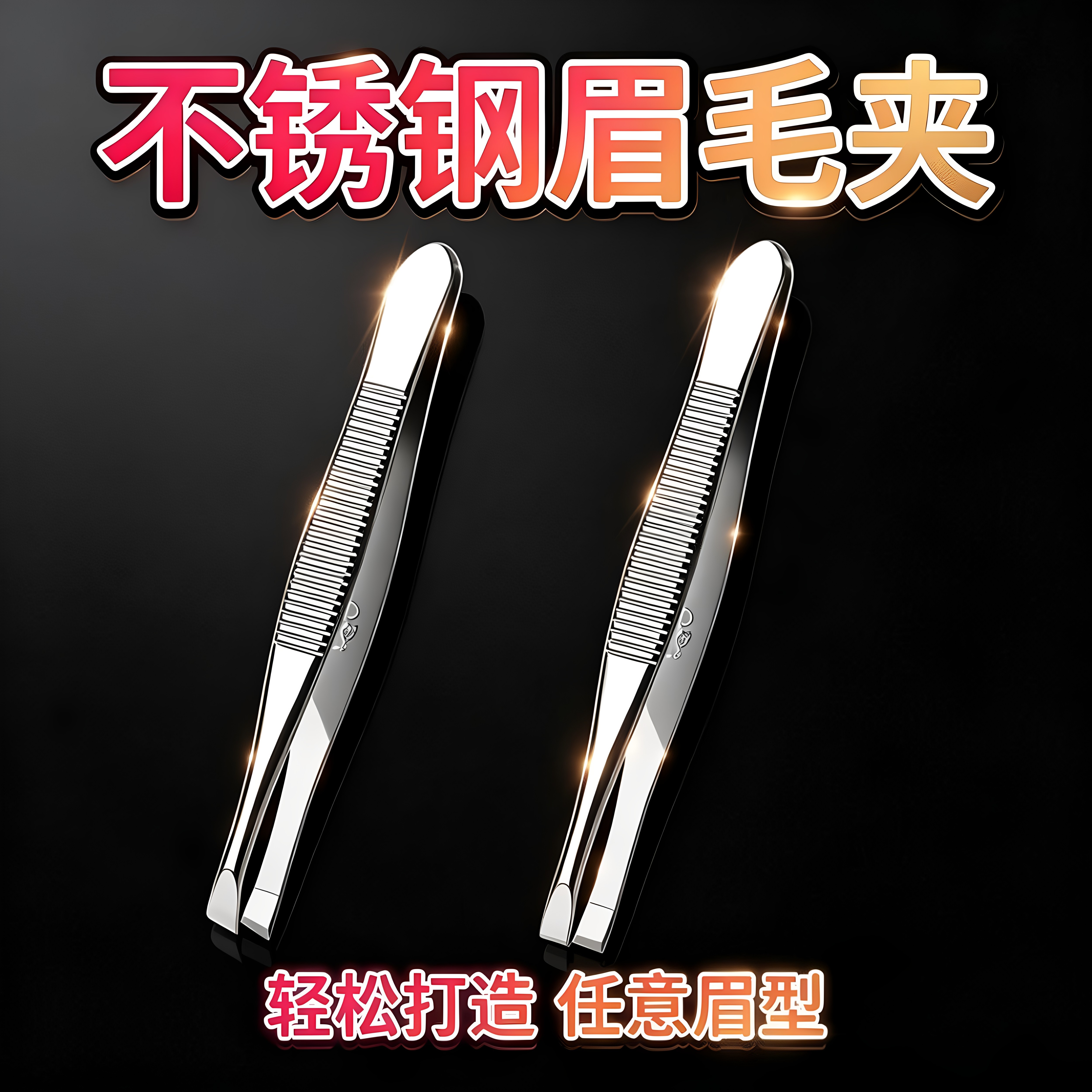不锈钢镊子多功能眉毛夹假睫毛男士女士胡须拔毛修眉去黑头拔毛夹