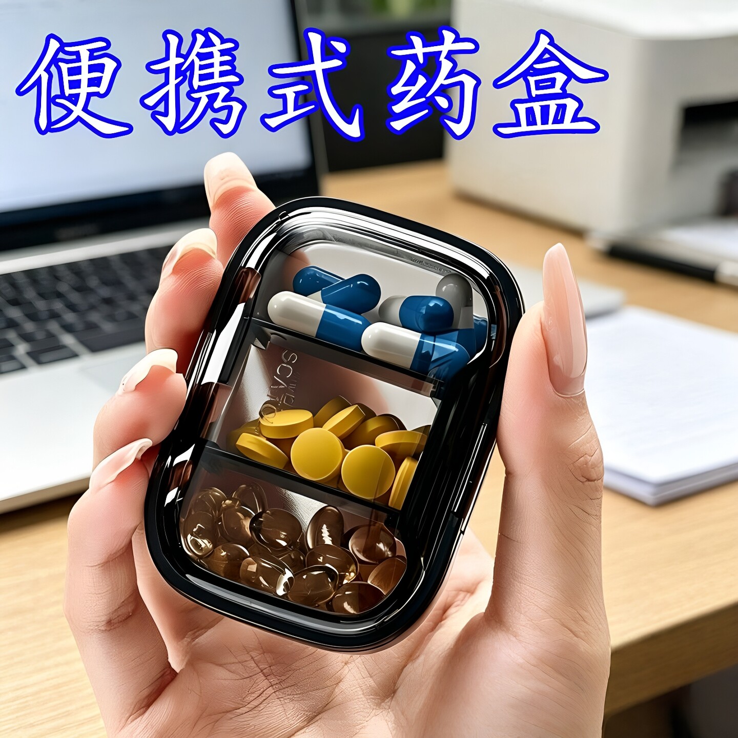 高颜值便携小药盒密封防水分格一日三餐一周七天药品保健品收纳盒