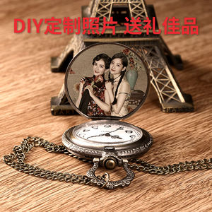 上海怀表男女复古翻盖项链表可放定制照片学生吊坠便携式考试用表
