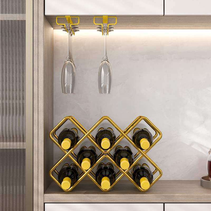 轻奢红酒网格架摆件酒瓶展示架托架酒柜葡萄酒高档置物架放红内斜