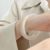 手镯冰透镯子手镯玉镯玉髓冻玉天然玉石玉镯玛瑙白月光女款 荔枝