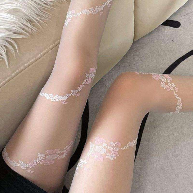 复古纯欲藤玫瑰新品花园提花日系打底缠绕超薄黑色白丝花法式蕾丝,女士内衣/男士内衣/家居服,连裤袜/打底袜,淘宝优惠券,粉丝福利购,淘宝优惠卷