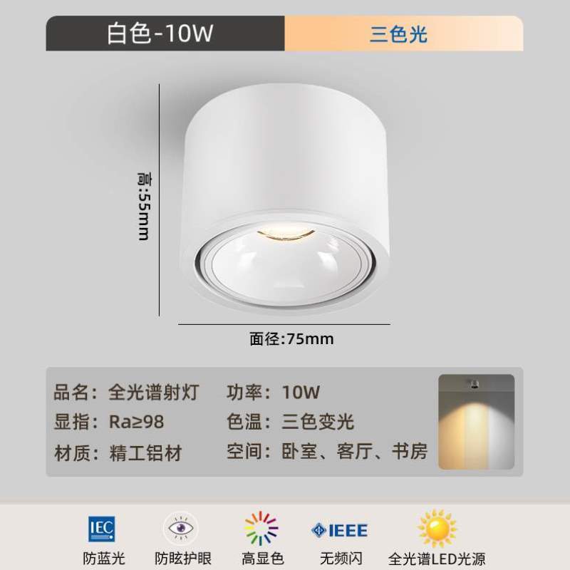 无主灯客厅过明装防眩道新款角小走廊山丘筒超薄可调家用极射灯