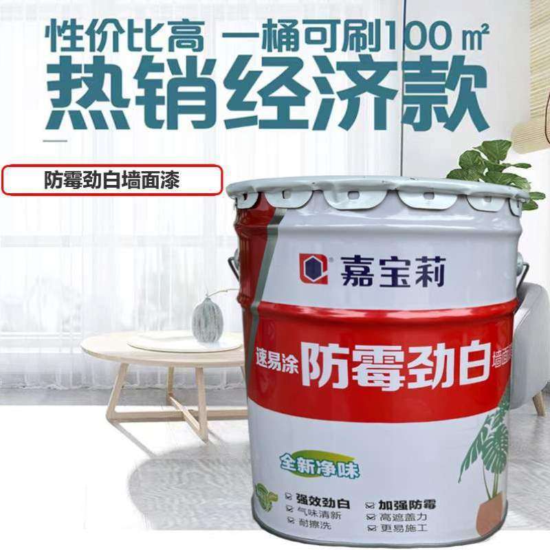 环保防霉劲白涂料速易涂家用墙面漆油漆水性内墙漆净味白色,基础建材,内墙乳胶漆,淘宝优惠券,粉丝福利购,淘宝优惠卷