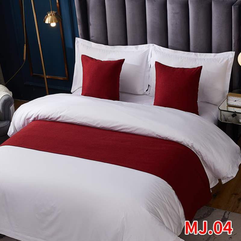 棉麻高档简约床尾亚麻床旗宾馆酒店巾床盖轻奢装饰现代