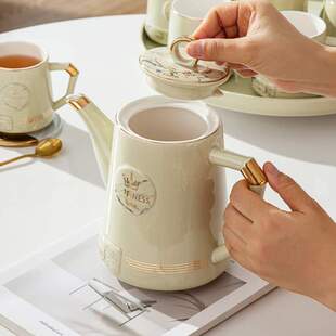 套装水杯陶瓷轻奢水具茶杯茶壶花套杯高档托盘家用带家庭客厅茶具