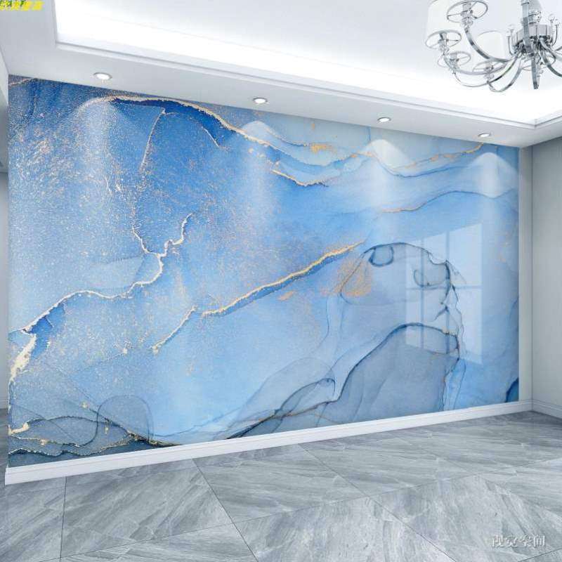 墙纸背景电视壁纸客厅床头北欧蓝色纹壁画大理石卧室抽象创意个性,家装主材,定制壁画,淘宝优惠券,粉丝福利购,淘宝优惠卷