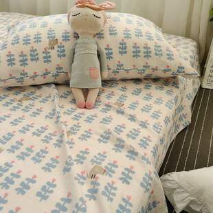 定做笠褥套A全棉床幼儿园纱单件双层可爱小兔子级类婴儿草莓床单