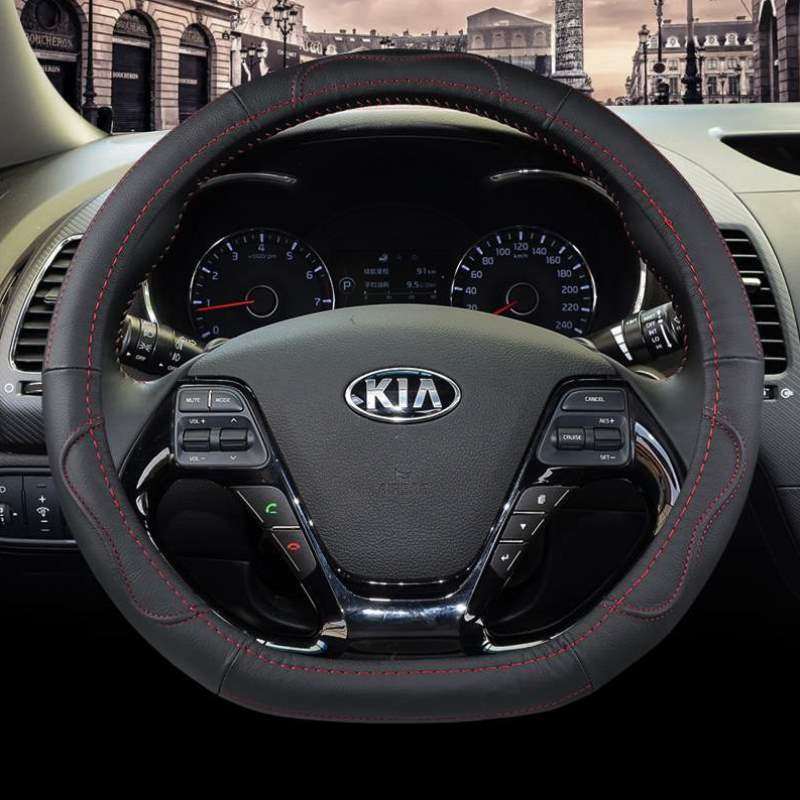 跑K3方向盘起亚四季适用套福瑞迪K2狮K5智跑通用K4把真皮套KX3