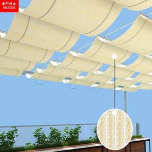伸缩加厚波浪天幕防晒楼顶庭院棚遮阳网遮阳蓬阳台露台阳光房加密