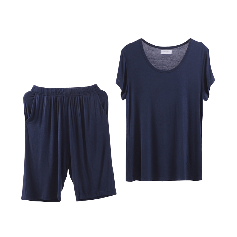 莫代尔女士夏季家居服套装半袖T恤薄款宽松 短袖五分裤睡衣套装